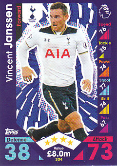 Vincent Janssen Tottenham Hotspur 2016/17 Topps Match Attax #304